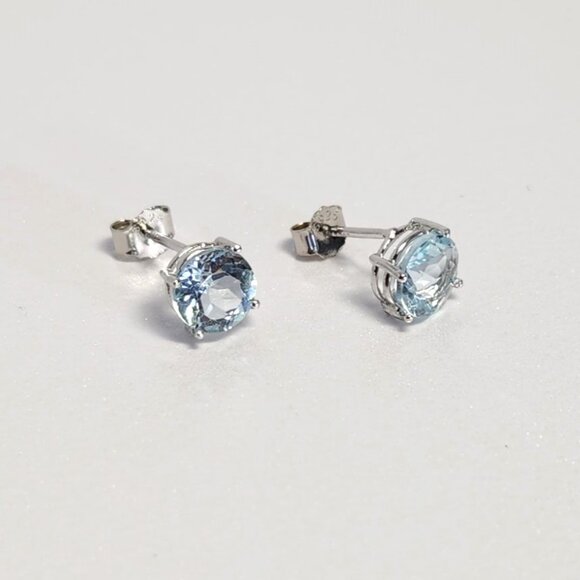Blue Topaz Earrings 2 Carats tw - Picture 4 of 5
